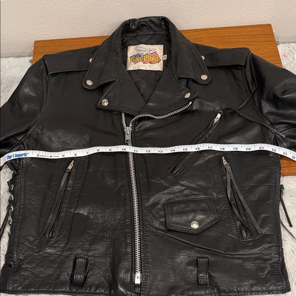 Vintage Excelled Leather Motorcycle Jacket Sz 44 80s 90s Biker Moto Heavyweight